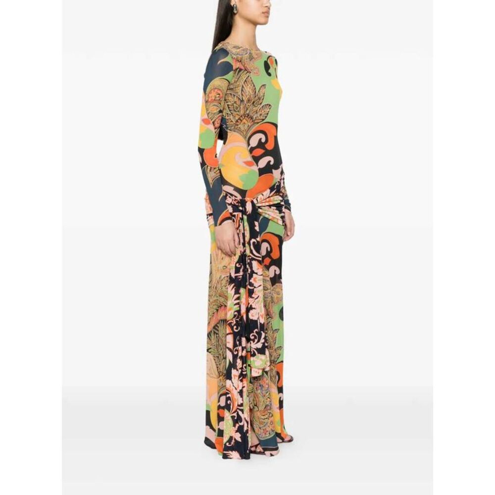 Etro Women Draped Maxi Dress With Paisley Print - Picture 3 of 4